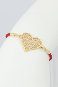 Pulsera Hilo Rojo Corazón Brillantes