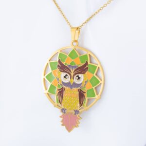 Collar con Aretes Búho Mandala